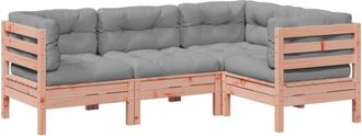 vidaXL Set De Sof&aacute;s Jard&iacute;n 4 Pzas Con Cojines Madera Abeto Douglas Vidaxl