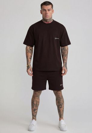 Siksilk Conjunto de Camiseta y Shorts para Hombres en Marr&oacute;n XXL