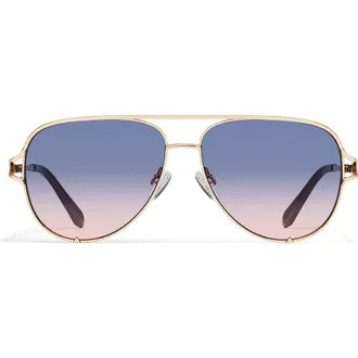 Quay High Key Twist 60mm Gradient Aviator Sunglasses in Gold/Blue Rose at Nordstrom Rack