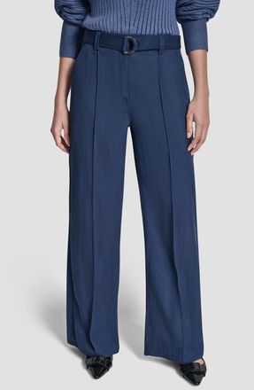 DKNY Belted Wide Leg Pants in Hudson Blue at Nordstrom, Size 14
