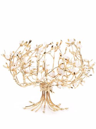 Goossens Harumi Mistletoe chandelier - unisex - 24kt Gold Plated Brass/Natural Rock Crystal - One Size