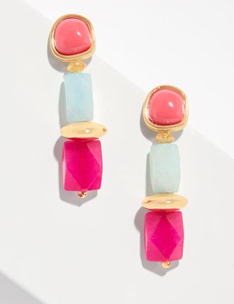 Talbots Delightful Beaded Drop Earrings - Bright Pink - 001 Talbots