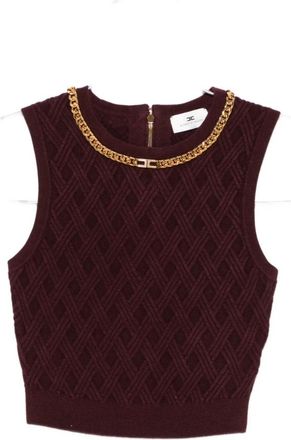 Elisabetta Franchi Truien & Vesten, Dames, Bruin, M, Bordeaux Topwear Aw 25