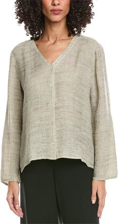 Eileen Fisher Eileen Fisher V-Neck Linen-Blend Shirt