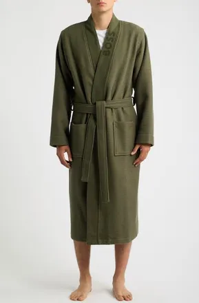 BOSS Waffle Knit Robe in Open Green at Nordstrom, Size Xx-Large