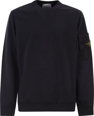 Stone Island sweatshirt met normale pasvorm, ronde hals en seizoenszak