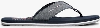 Tommy Hilfiger Mens Chambray Linen Flip-Flop - Navy - US 11.5 / EU 45