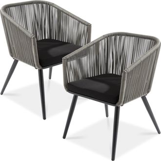 Best Choice Products Set of 2 Indoor Outdoor Patio Dining Chairs Woven Wicker Seating Set 250lb Capacity