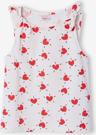 Vertbaudet Top mit Schleifen an Schultern M&auml;dchen, Recycling-Baumwolle wollwei&szlig;