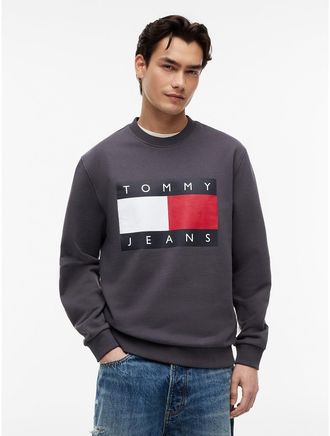 Tommy Hilfiger Mens Tommy Jeans Big Flag Logo Sweatshirt - Washed Black - XL