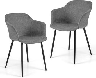Costway Costway Juego De 2 Sillas De Comedor, Silla De Cocina Tapizadas Con Respaldo Ergon&oacute;mico, Reposabrazos Anchos, Sillas Auxiliares Modernas Y Elegantes, 