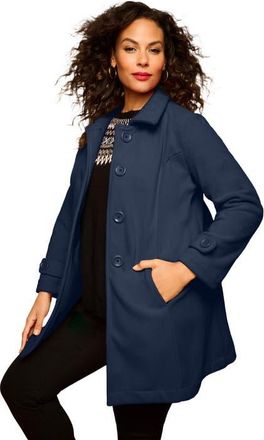 Roaman's Plus Size Button Up Fleece Jacket in Navy at Nordstrom, Size Medium