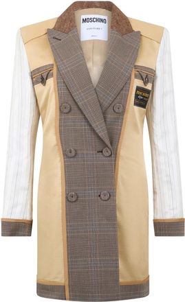 Moschino Jassen, Dames, Beige, 2Xl, Wol, Lange Double-Breasted Jas