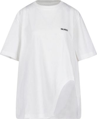 The Attico White Short-Sleeve T-Shirt with Curved Cutout Detail