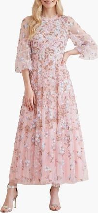 Needle & Thread Everett Bloom Round Neck Maxi Dress in Dusk Pink/multi at Nordstrom, Size 8