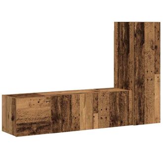 Berkfield Home Wall Mounted TV cabinets 3 pcs Old Wood Engineered Wood in Brown