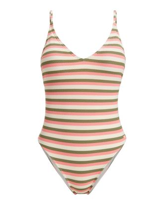Roxy Badeanzug ROXY Saidia, Damen, Gr. XL, parchement wave runner stripe, Recycling-Polyester, Badeanz&uuml;ge Badeanzug
