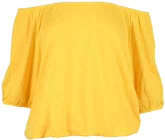 Scaglione Yellow Linen Knitwear Stretch Top