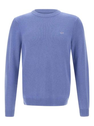 Sun 68 embroidered crew neck sweater - men - Wool/Cotton - XXXL - Blue