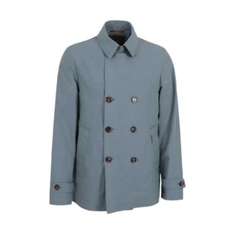 Moorer Scap-Arqua-WFC Double-Breasted Jacket - Heren - Mantel - Blauw - M - Katoen - Jassen