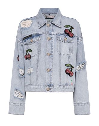 Philipp Plein Denim Regular Jacket Cherrylicious