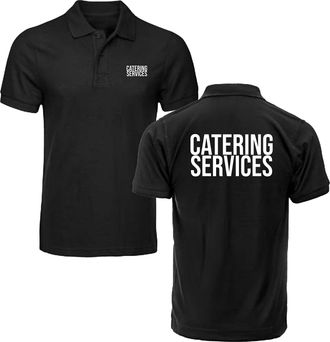 Generic Catering Service Print Polo Shirt Catering Advertisement Event Managers Catering Service Work Wear Uniform Adult Unisex Polo Top (Black, L, l)