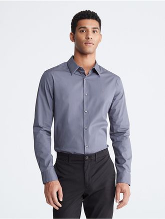 Calvin Klein Mens Slim Stretch Shirt - Grey - XXL