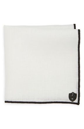 Clifton Wilson White Linen Pocket Square with Black Trim at Nordstrom