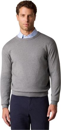 Brooks Brothers Cotton-Cashmere Crewneck - Heren - Ronde hals truien - Grijs - 3XL - Katoen - Truien & Vesten