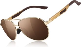 CGID Sunglasses Mens Polarised Premium Al-Mg Alloy Pilot UV400, Flexible Spring Hinges Sun Glasses for Men Women Shades