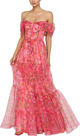 Theia Tia Off Shoulder Organza Gown