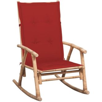 vidaXL Silla Mecedora Con Coj&iacute;n Bamb&uacute; Vidaxl