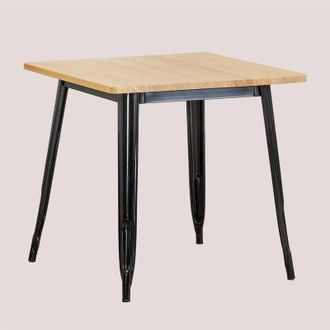 Sklum Tavolo da cucina quadrato 80x80 cm in legno e acciaio LIX SKLUM