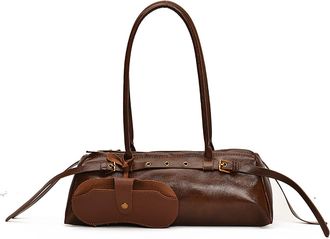 Generic Womens Retro Tote Bag with Detachable Pouch, PU Shoulder Bag, Comfortable Double Shoulder Straps, Suitable for Daily Commuting (Brown,2 * 11 * 14cm)