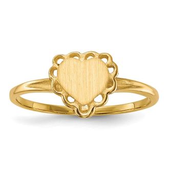 Diamond2Deal 14k Yellow Gold Open Back Heart Signet Ring
