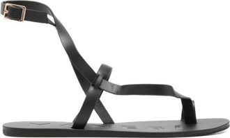 Maneb&igrave; Black Leather Sandals