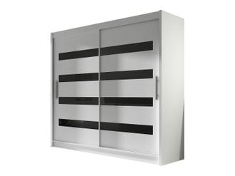 Mirjan24 Mobilier1 - Armario Closico 156, Blanco + Negro Brillante, 215x180x58cm, Puertas De Armario: Correderas, N&uacute;mero De Estantes: 0