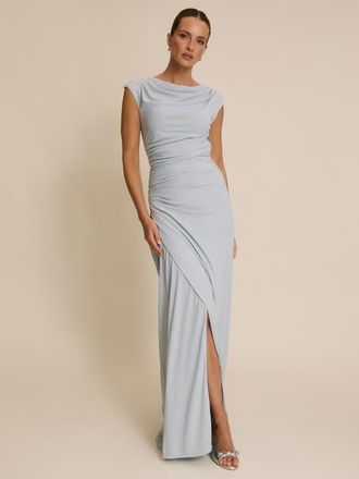 Six Stories Cowl Gathered Short Sleeve Bridesmaid in Pale Blue at Nordstrom, Size 10