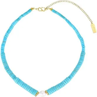 st. Moran Chunky Turquoise Freshwater Pearl Necklace in Turquoise/white at Nordstrom
