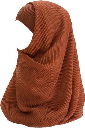 Lina & Lily Premium Cotton Pleated Hijab for Muslim Women, Maxi Head Scarf Shawl Wrap Lightweight (Rust)