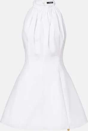 Balmain Ruched cotton poplin minidress
