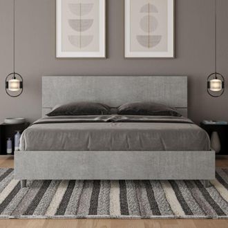 Les Tendances Les Tendances - Letto matrimoniale contenitore 160x190 testata dritta cemento Demas