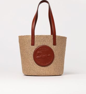 Chlo&eacute; Borsa Horse Medal Chlo&egrave; in rafia e pelle