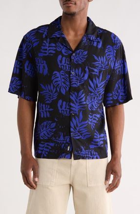 Vans Van Doren Print Camp Shirt in Royal Cobalt at Nordstrom, Size Xx-Large