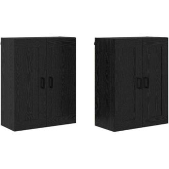 vidaXL Gabinetes montados en la pared 2 pcs Roble Negro vidaXL