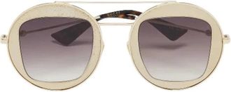 Gucci Pre-owned Accessories, female, Beige, Size: ONE SIZE Pre-owned Round Frame Glass Sunglasses