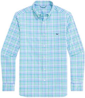 Vineyard Vines Mangrove UPF 30+ Button-Down Shirt in Turquoise at Nordstrom, Size X-Large