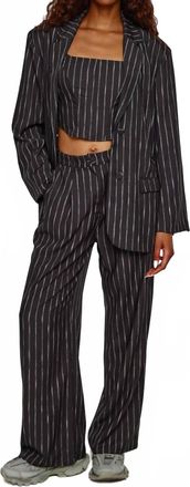 Another Girl Pinstripe Oversized Blazer In Navy Pinstripe