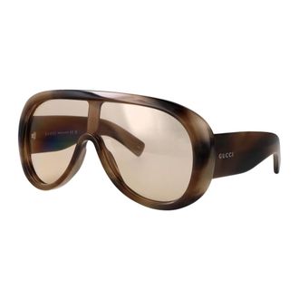 Gucci Accessoires, Dames, Bruin, ONE Size, Nylon, Rechthoekige Zonnebril