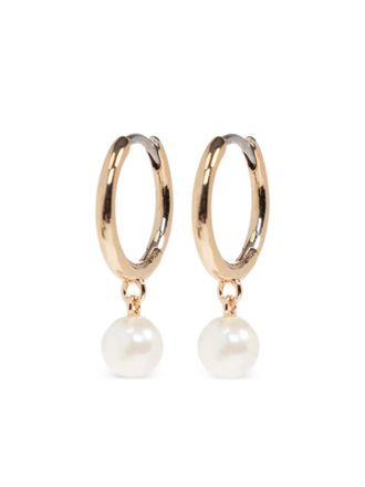 Tory Burch faux-pearl-pendant drop earrings - women - Brass/glass - One Size - Gold